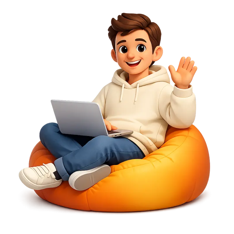 Customer success story illustration showing business professional working on laptop with order management system dashboard